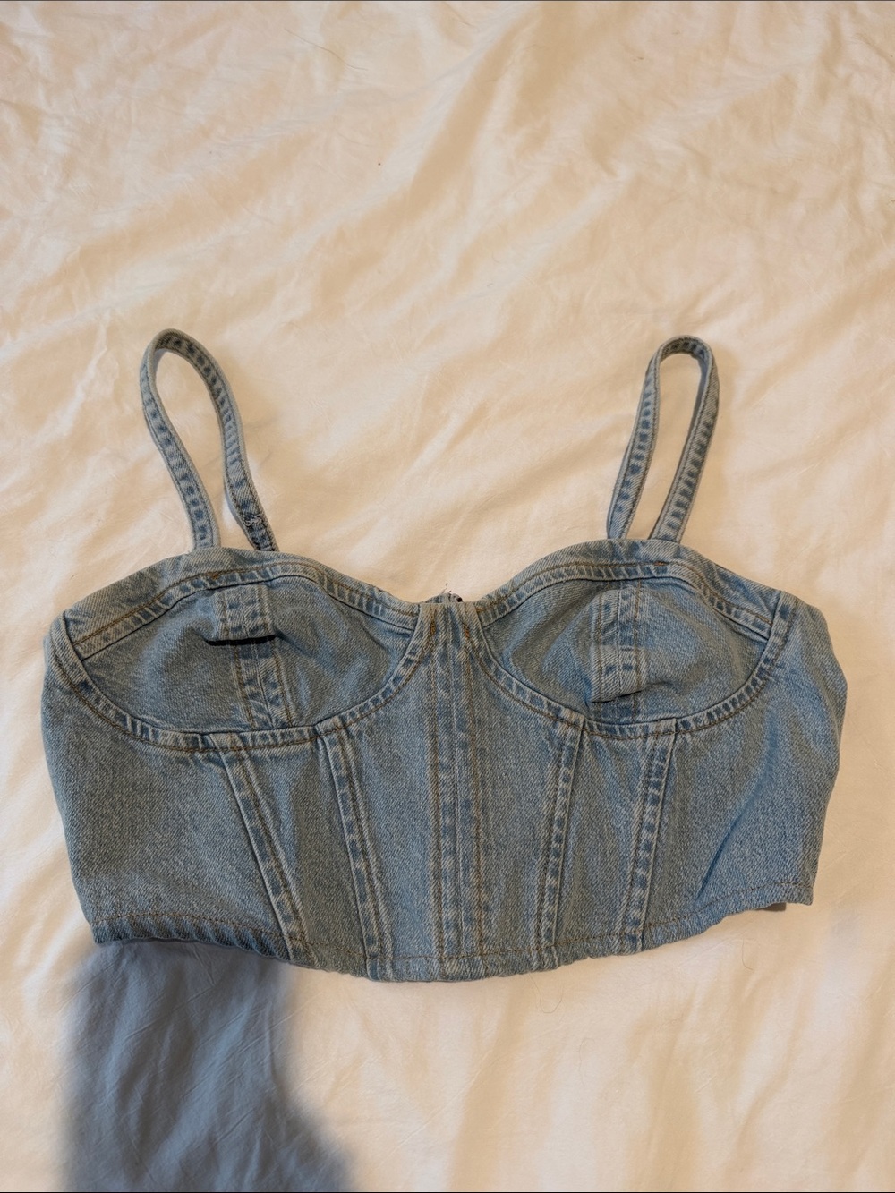 Zara Light Denim Bustier Crop - Picture 5 of 5